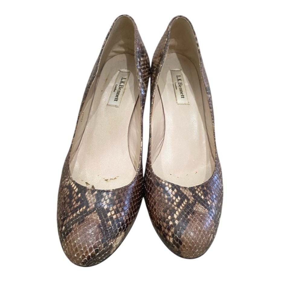 LK Bennett London python print taupe wedge round toe slip on shoes EU 40/10 - Picture 4 of 11